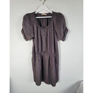 Rebecca Taylor Womens Short Sleeve Embossed Textured Snakeskin Gray Silk Dress 2